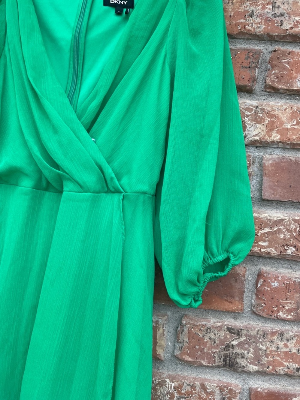DKNY Emerald Green Chiffon Wrap Midi Dress - Picture 4 of 9